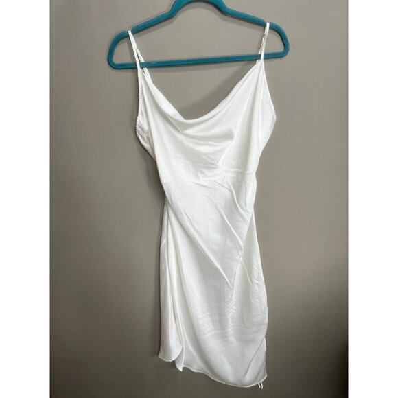 Dolls Kill Sugar Thrillz Mini Slip Dress White Sz L Formal Prom Coquette Bimbo - Picture 1 of 14